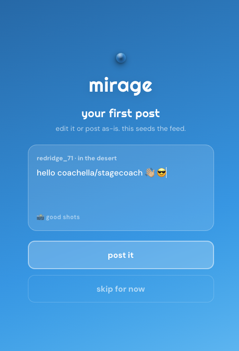First post creation screen